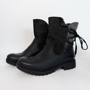 Spring Step Patrizia Dawna Boots in Black and Gray Faux Leather Womens Size EU39